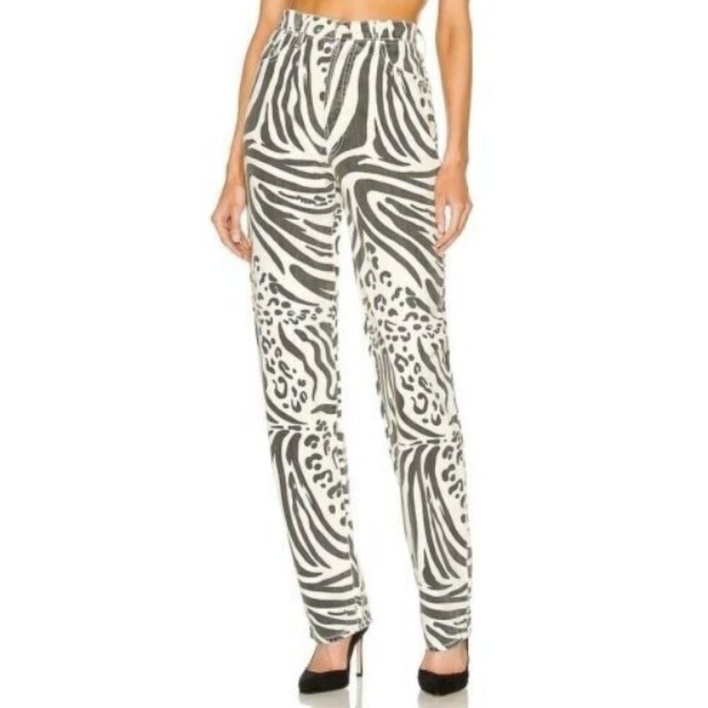Mother The Curbside Heel High  Waisted Animal Trails Jeans ( 24 )